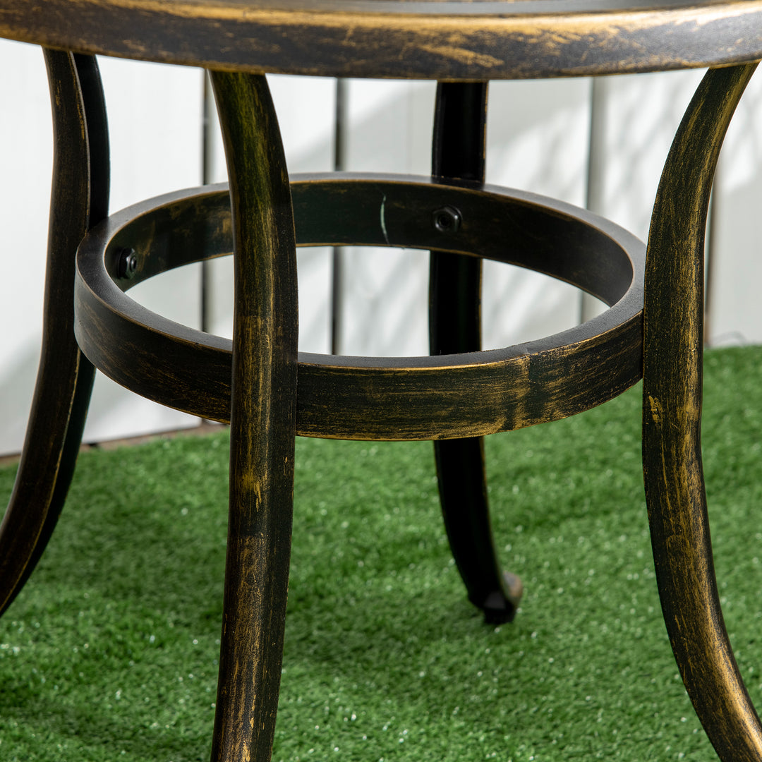 Outdoor Garden Table, Cast Aluminium Patio End Table with Anti-slip Foot Pads for Garden, Patio, Balcony, 60 x 52.5cm, Bronze