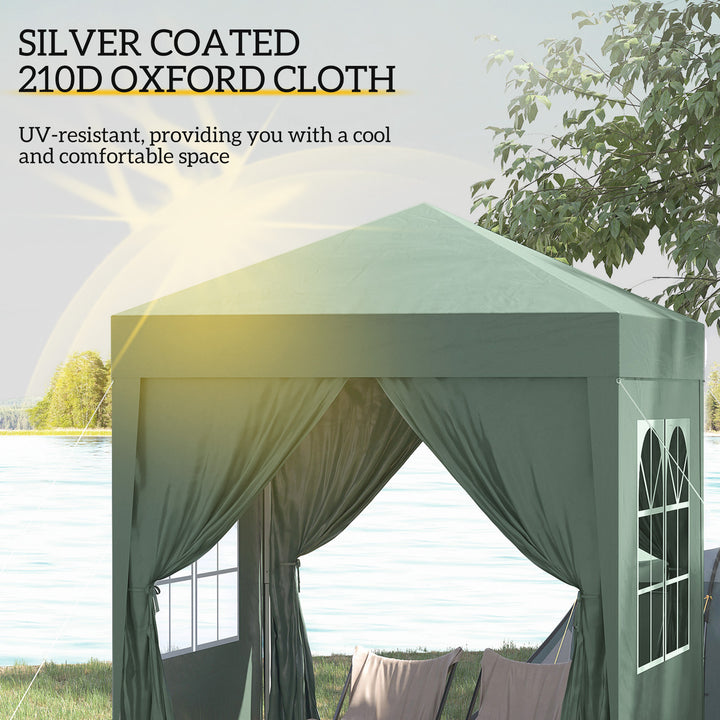 2 x 2 m Garden Pop Up Gazebo, Wedding Party Tent Marquee, Water Resistant Awning Canopy with Sidewalls, Windows, Carry Bag, Green