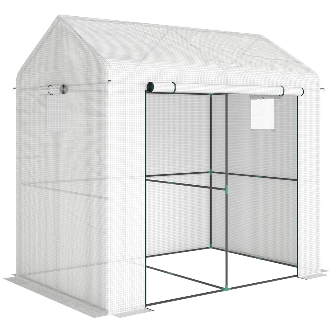 Walk-in Greenhouse, Outdoor Tomato Greenhouse with Roll-up Door and Me
