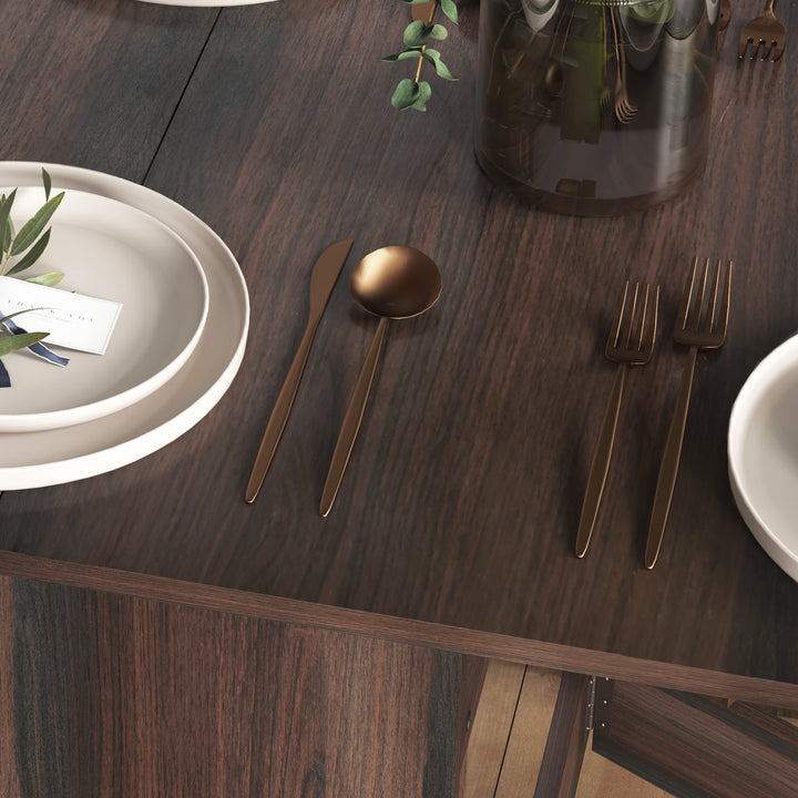 Folding Dining Table, Drop Leaf Table for Small Spaces, Oval Tabletop for Dining Room, Chocolate Wood Effect