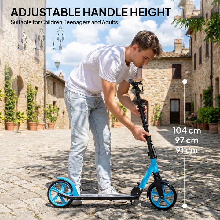 One-click Folding Kick Scooter for 14+ w/ Adjustable Handlebar, Push S