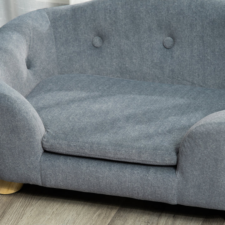 Dog Sofa Bed Pet Chair Couch with Water Resistant Fabric, Kitten Lounge with Soft Cushion, Wooden Frame for Mini Size Dogs - Grey