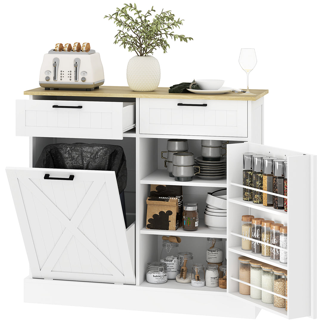 Sideboard with Tilt-out Trash Bin, Farmhouse Kitchen Sideboard with 2 