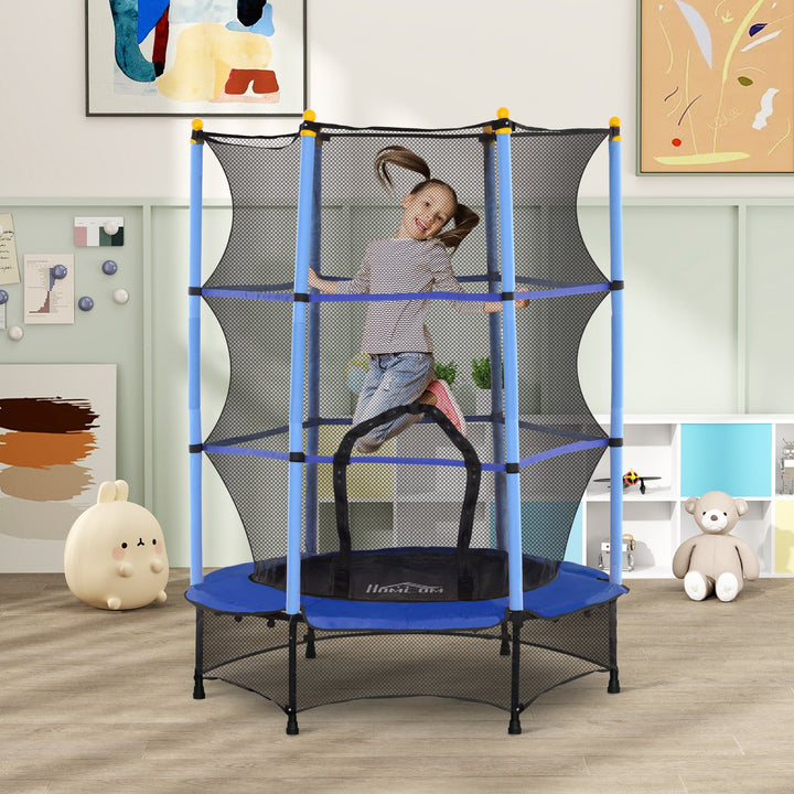 4.6FT/55" Kids Trampoline with Safety Enclosure, Outdoor Indoor Use, for Ages 3-10 Years