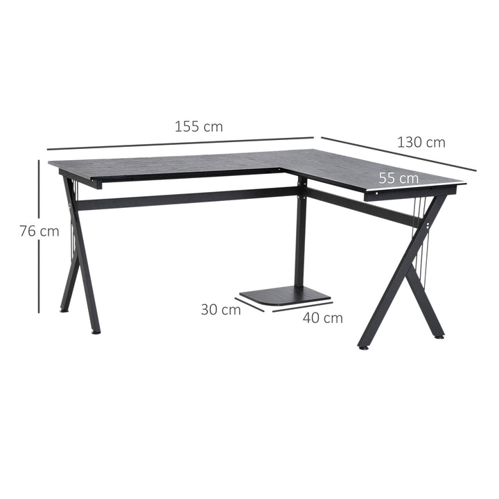 HOMCOM Corner Computer Desk, L-Shaped Desk with CPU Stand, Home Office Laptop Haven, Study Workstation, Black | Aosom UK