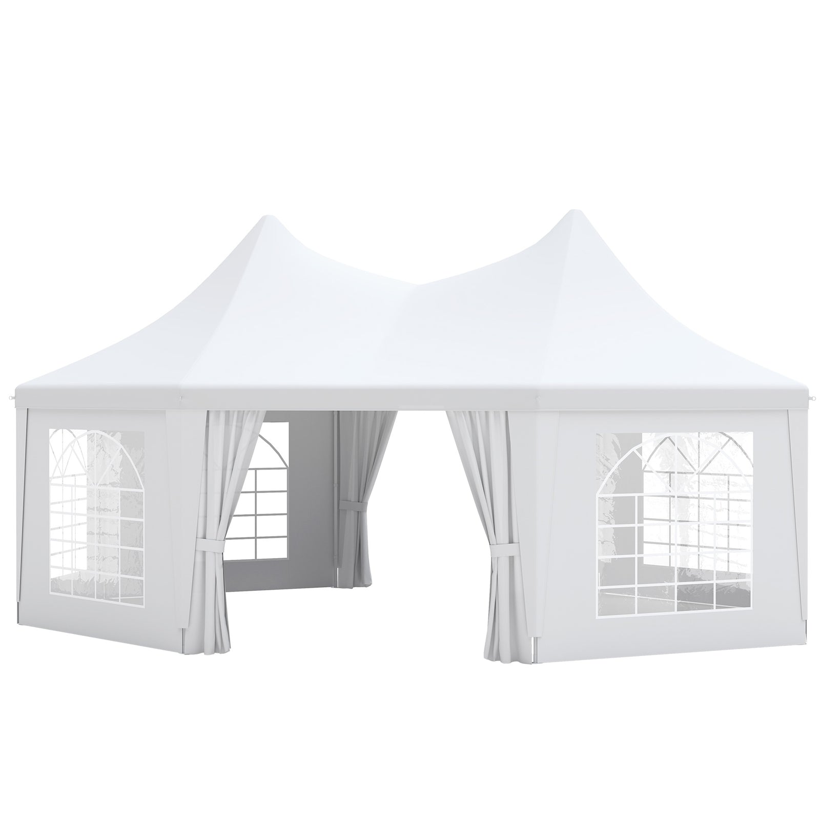 8 Sides Octagonal Garden Gazebo Marquee Party Tent Wedding Canopy Outdoor Heavy Duty Metal Frame (6.8m x 5m) - White