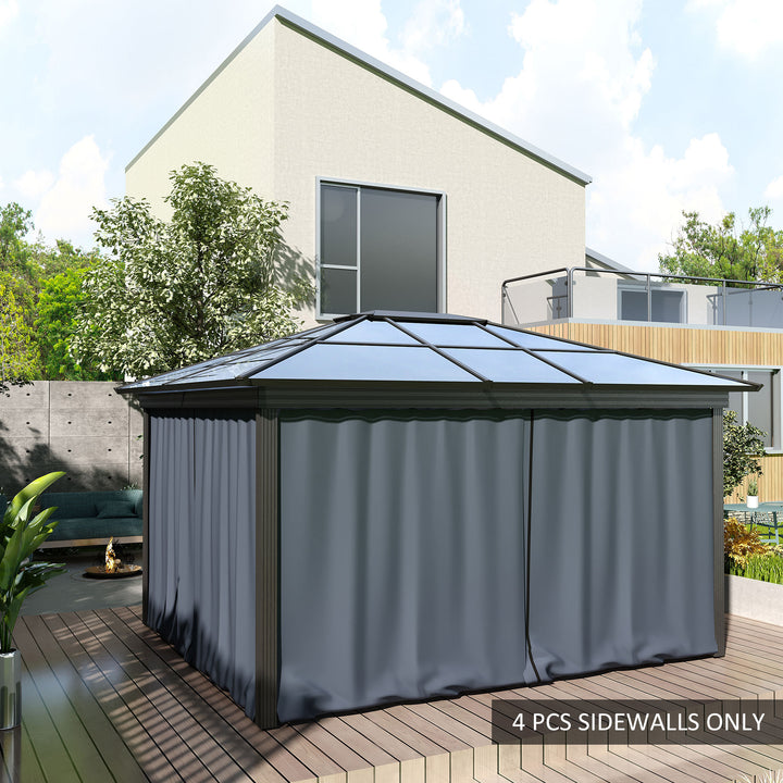 Replacement Gazebo Curtains 4-Panel Sidewalls with Zipper for 3 x 3 (M) Yard Gazebos Canopy Tent, Dark Grey