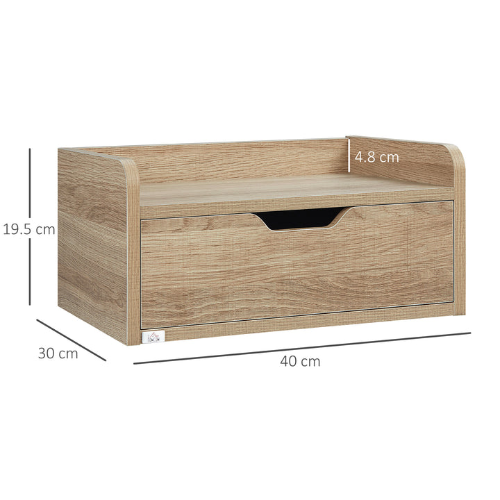 Floating Nightstand Set of 2 Wall Mounted Bedside Table with Storage Drawer for Bedroom, Natural