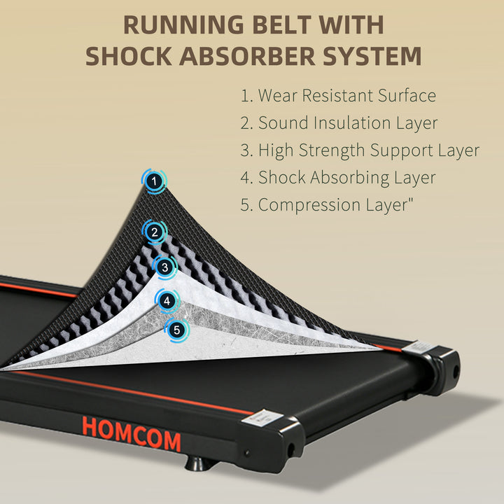 Foldable Walking Treadmill, with LED Display and Wheels, for Home, Office, Gym, Red