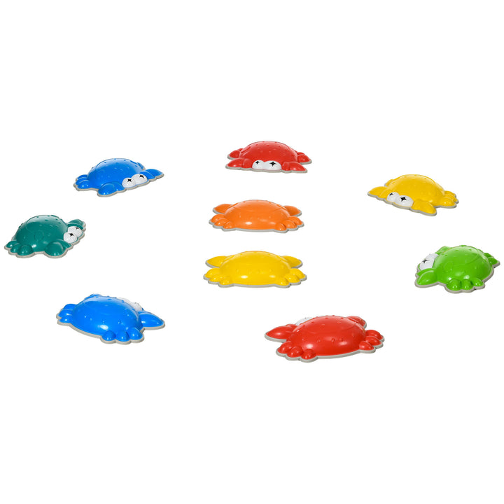 ZONEKIZ 9PCs Crab-shaped Kids Stepping Stones, Anti-slip TPE Edge, Stackable Balance River Stones for Obstacle Courses | Aosom UK