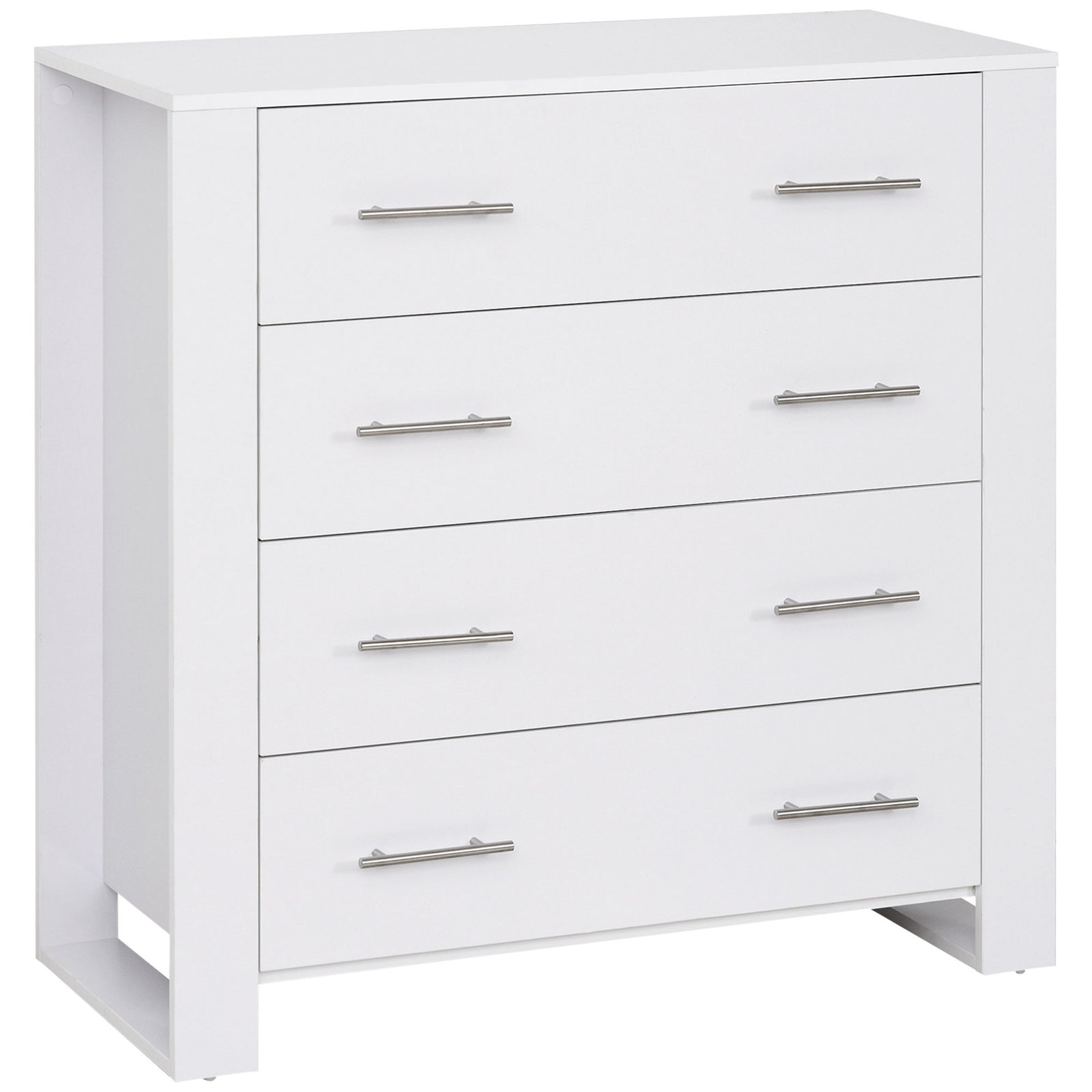 Chest Of 4 Drawers Storage Cabinet Bedroom Clothes w/Metal Handles Base Freestanding Unit Furnishing Living Room White