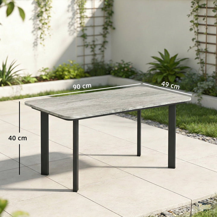 Outdoor Garden Coffee Table, Garden Table with Slatted Wood Plastic Co