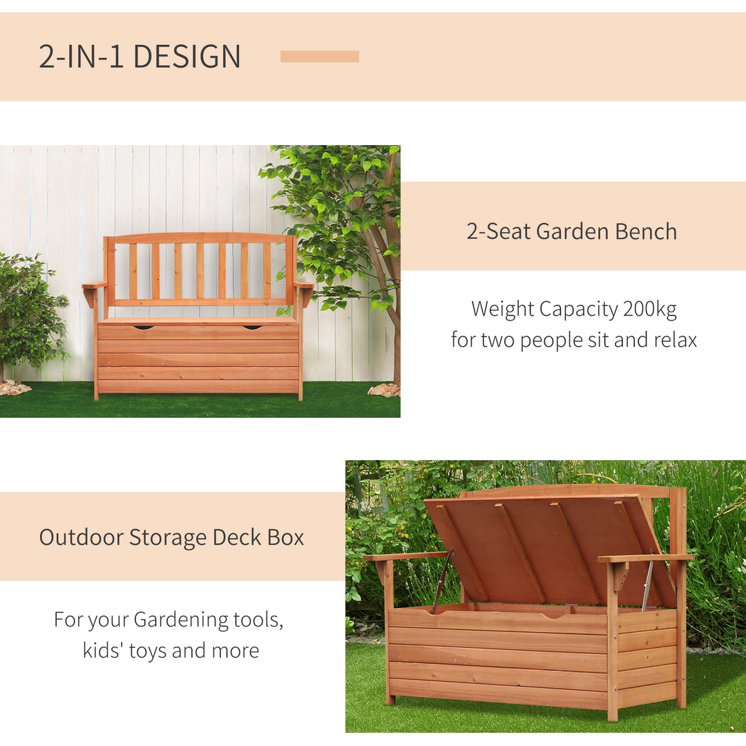 Two-Seater Garden Storage Bench - Natural