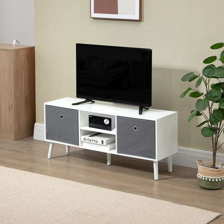 MCL TV Cabinet Stand Unit for TVs up to 50'' with Foldable Drawers, Entertainment Centre for Living Room White
