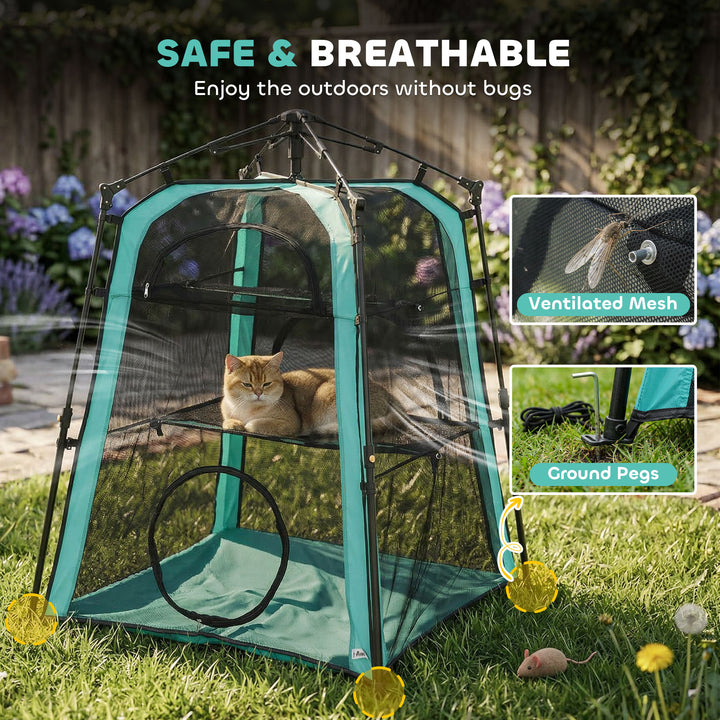 Cat Tent, 3-Tier Portable Pet Tent for Indoor Outdoor, Cat House with 