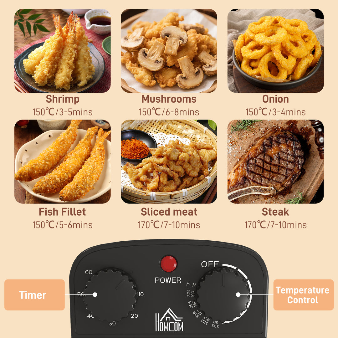 5 Litre Deep Fat Fryer with Adjustable Temperature & Timer, 2000W Stainless Steel Deep Fryer with Removable Oil Basket and Viewing Window, for Chips Fried Chicken
