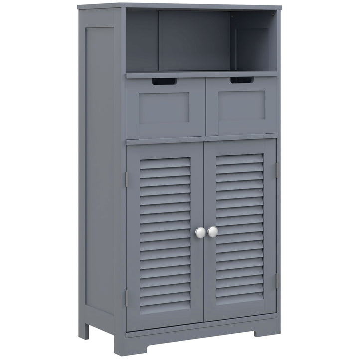 Three-Part Bathroom Storage Unit, with Shelf, Drawers & Cupboard - Grey