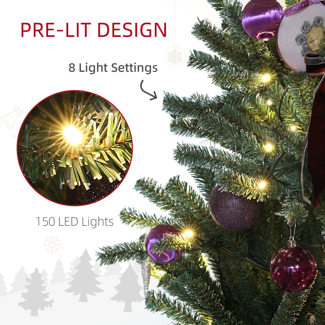 6ft Artificial Christmas Tree, with Purple Decorations and Lights