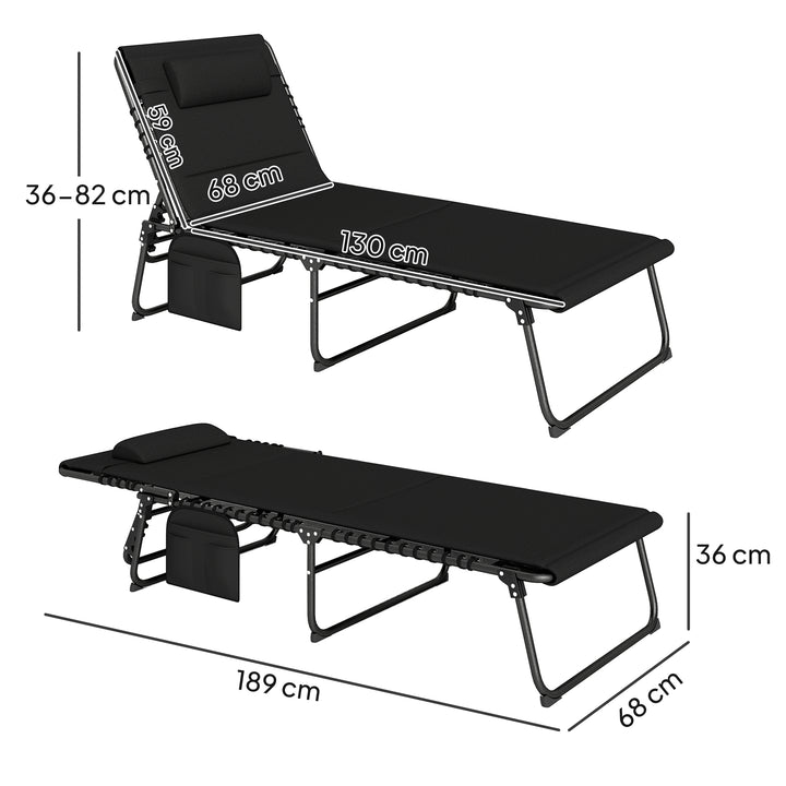 Set of Two Reclining Sun Loungers - Black