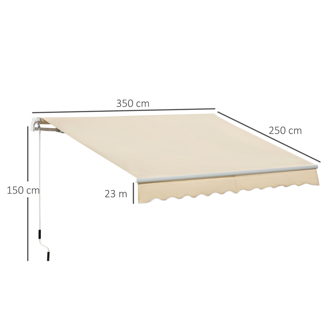 3.5M x 2.5M Manual Awning Canopy Retractable Sun Shade Shelter for Garden Patio