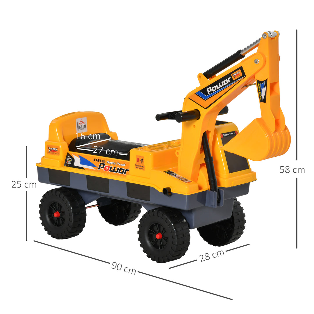 MCL 2 in 1 Ride on Excavator Digger No Power Detachable Digging Bucket and Grab Bucket Music Light for 2-3 Years Old