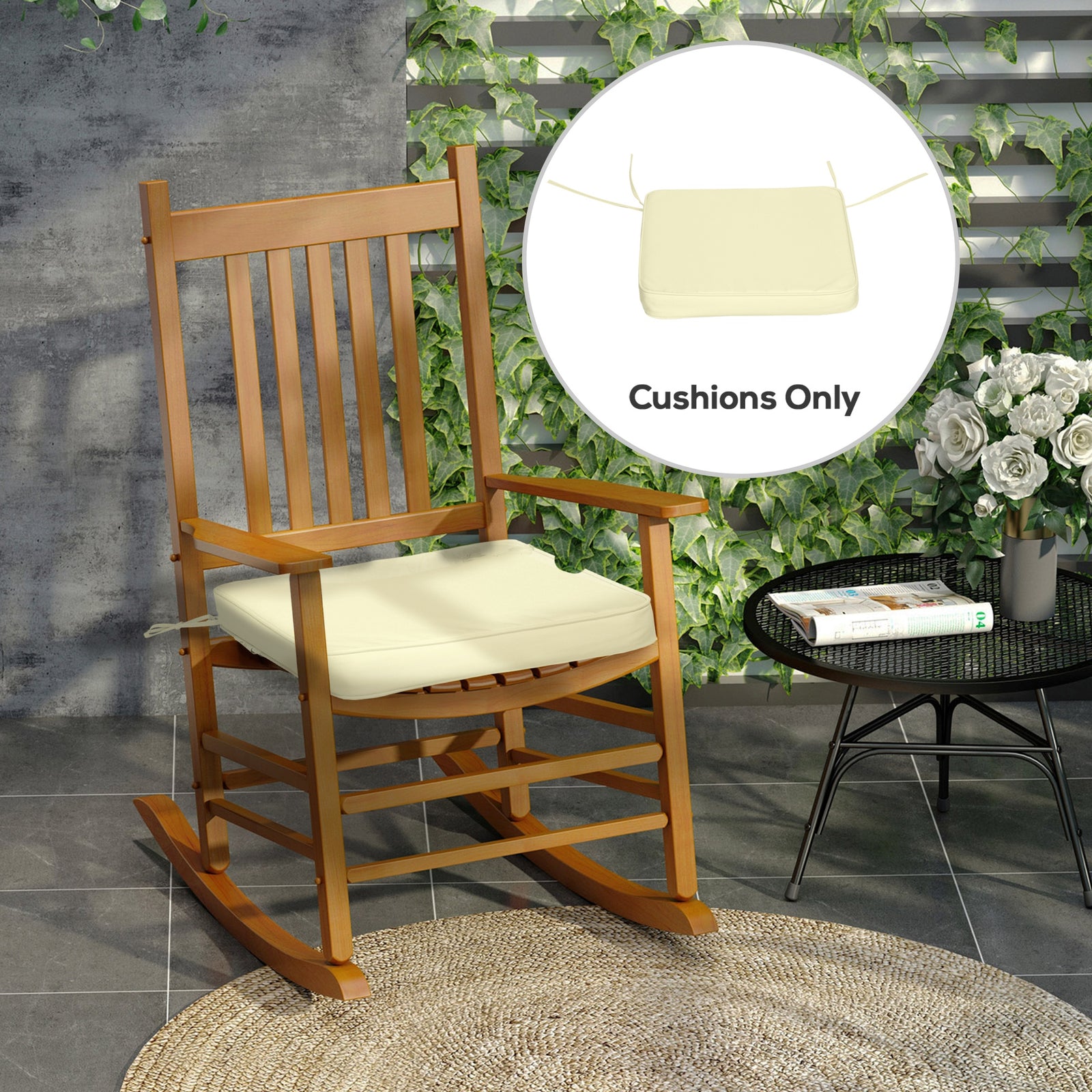 Set of 6 Pcs Chair Cushion, 42Lx42Wx5T cm-Cream White