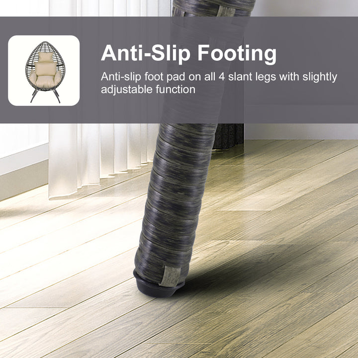 MCL Garden Egg Chair, Teardrop Outdoor PE Rattan Chair with Full-body Soft Padded Cushion, Grey