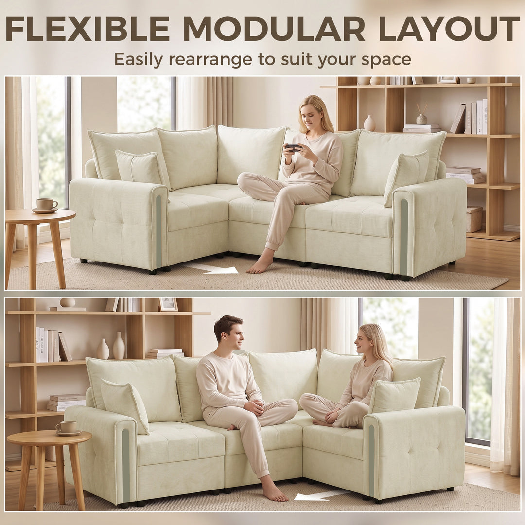 228cm L Shaped Sofa with Lift-Up Storage, 3-Seater Sectional Sofa - view 4