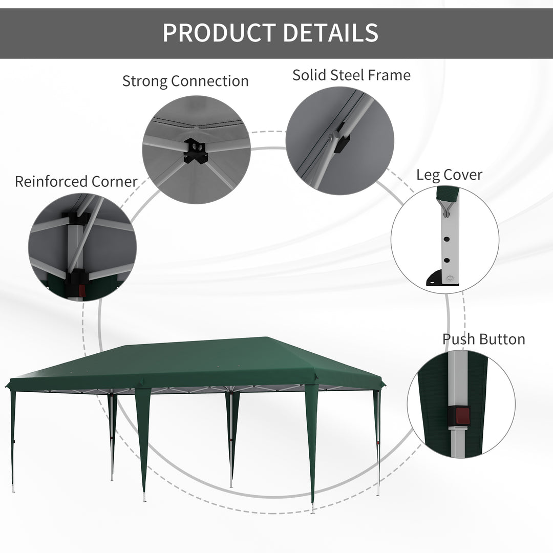 6 x 3 m Pop-Up Steel Frame Gazebo - Green