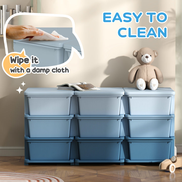 Kids Storage Unit, with Nine Drawers - Blue