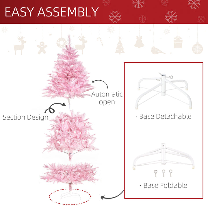 6FT Artificial Christmas Tree Holiday Xmas Holiday Tree Decoration with Automatic Open for Home Party, Pink