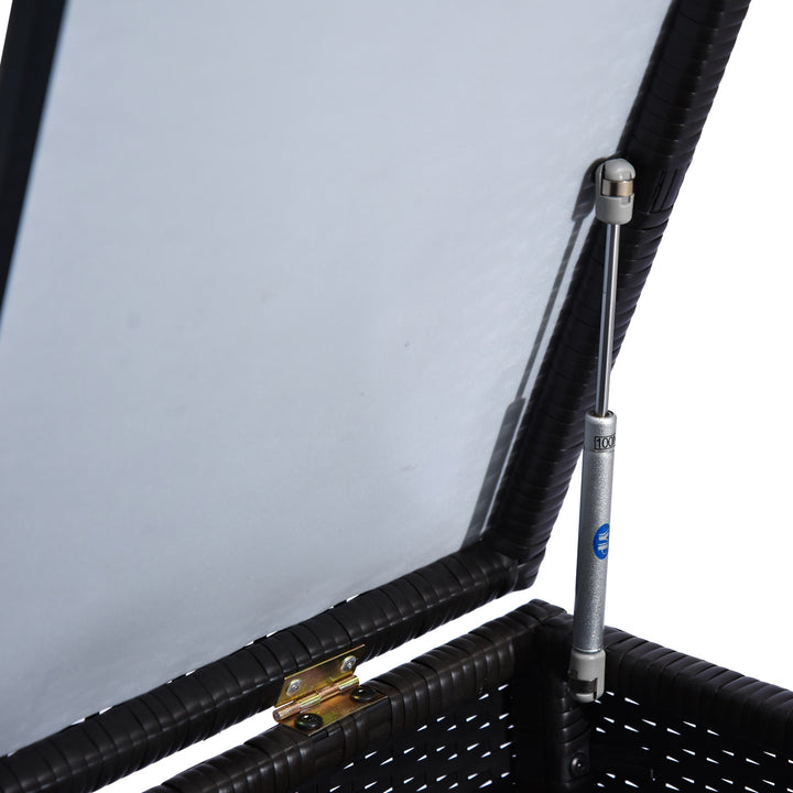 MCL 284 L Rattan Garden Storage Box, Outdoor Garden Storage Box with Gas Lift and Lockable Lid, Outdoor Wicker Rattan Chest Container for Garden Tools, 118 x 54 x 59 cm, Dark Brown