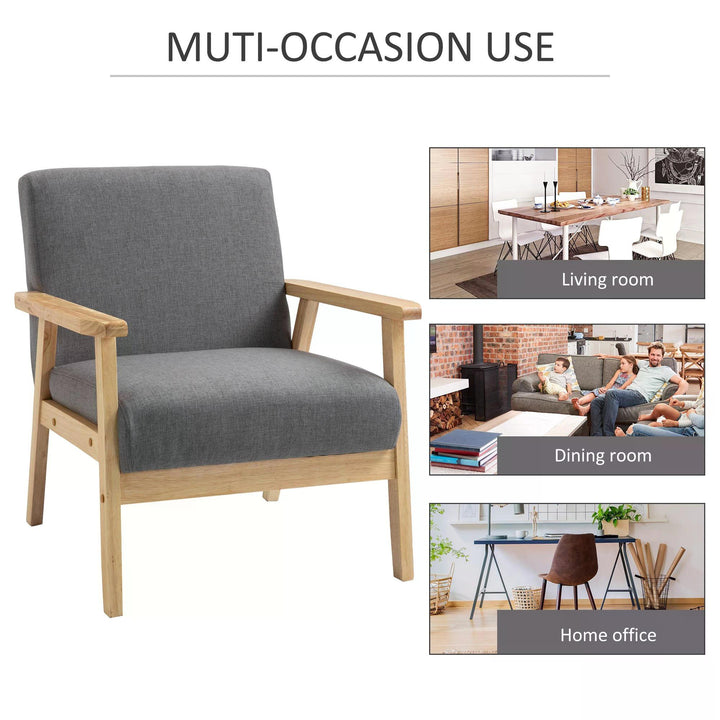 Minimalistic Wooden Frame Accent Chair, with Padded Seat