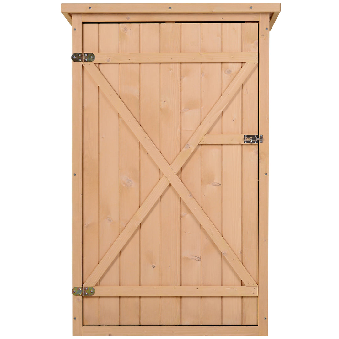 Outsunny Wooden Garden Storage Shed Fir Wood Tool Cabinet Organiser with Shelves 75L x 56W x115Hcm | Aosom UK