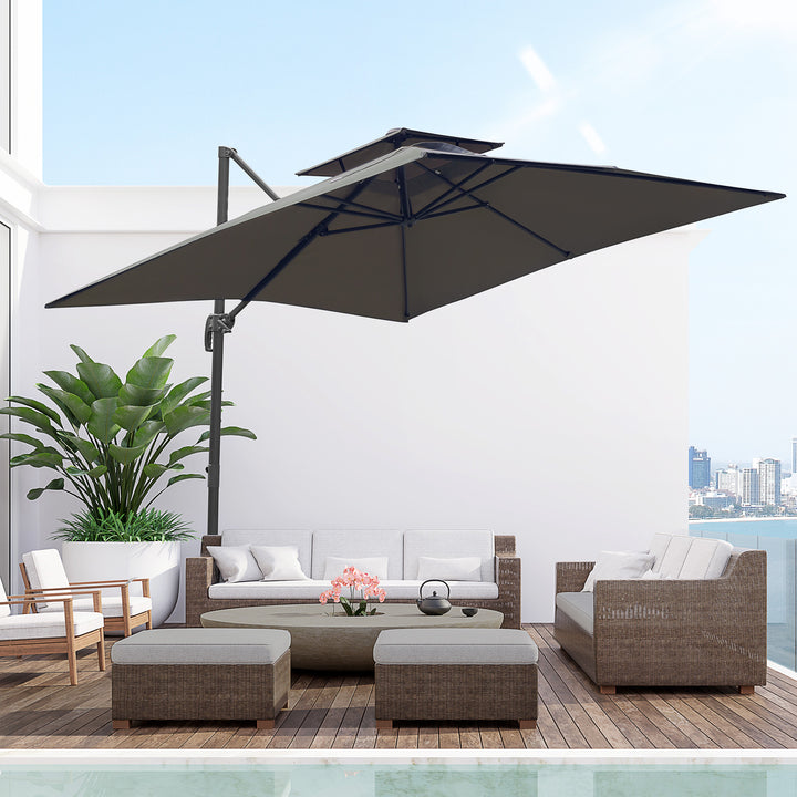 MCL Cantilever Parasol 360 Degree Rotation Angle Adjustment Outdoor Market Garden Umbrella - Dark Grey