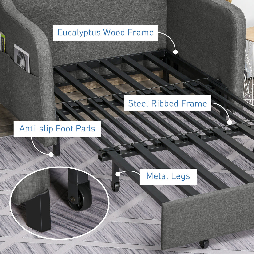 Two-Seater Pull-Out Sofa Bed - Grey