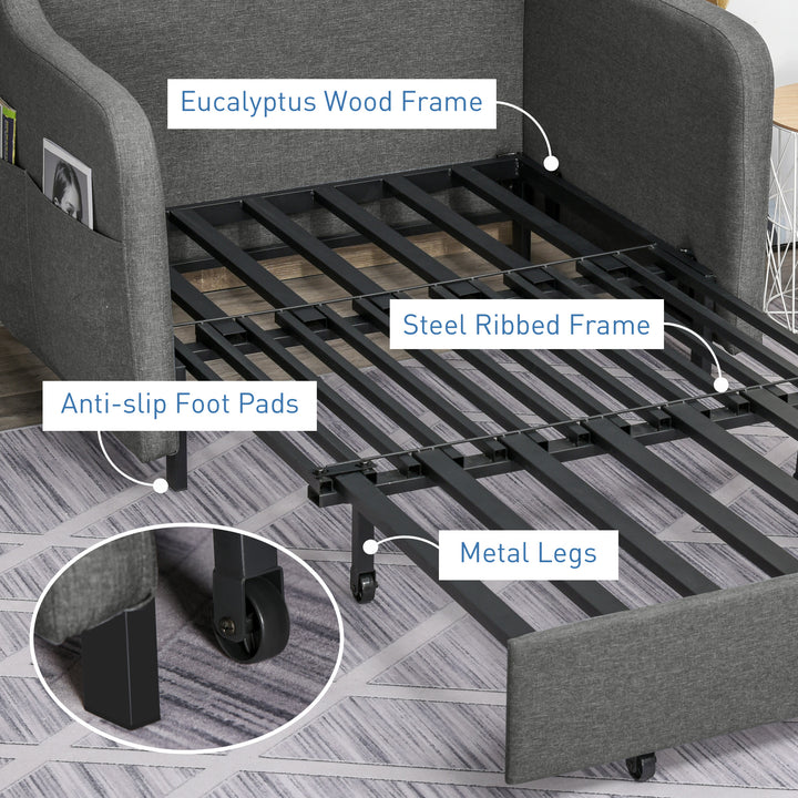 Two-Seater Pull-Out Sofa Bed - Grey