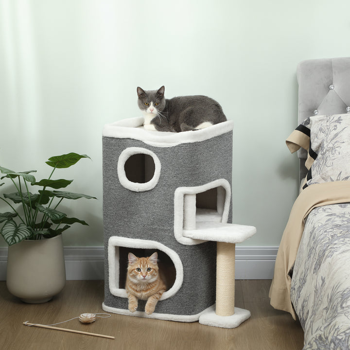 MCL 75 cm Cat Tree, Cat Tower Condo for Indoor Cats with Scratching Post, Jumping Platform, Grey