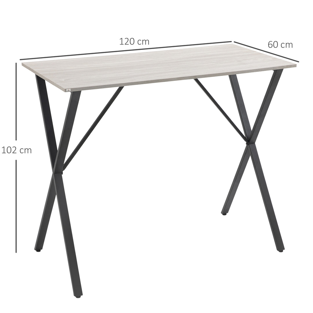 120 cm Rectangular Bar Table for 4 People, Modern Breakfast Bar Table with Wood Effect Tabletop, Steel Legs, Coffee Desk for Living Room, White