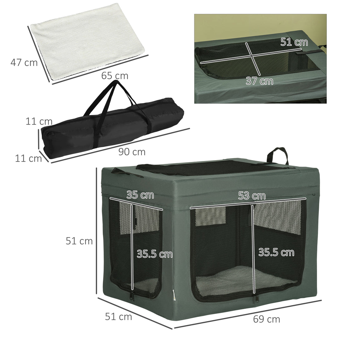69cm Pet Carrier, with Cushion, for Miniature and Small Dogs - Grey