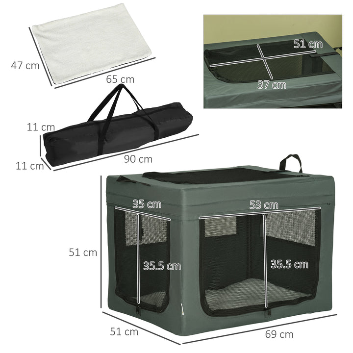 69cm Pet Carrier, with Cushion, for Miniature and Small Dogs - Grey