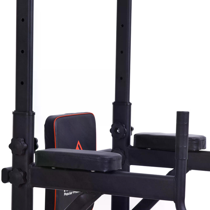 HOMCOM Steel Strength Training Power Tower Pull Up Station Black/Red | Aosom UK