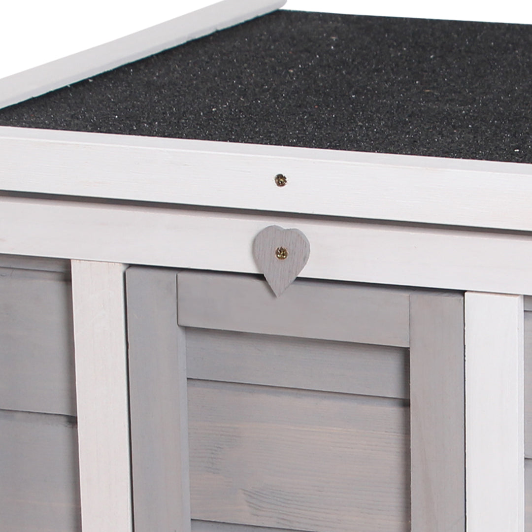 Wooden Rabbit Hutch Outdoor, Guinea Pig Hutch, Rabbit Hideaway, Cat House, Bunny Cage Small Animal House 51 x 42 x 43 cm, Grey