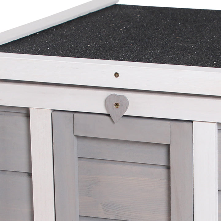 Wooden Rabbit Hutch Outdoor, Guinea Pig Hutch, Rabbit Hideaway, Cat House, Bunny Cage Small Animal House 51 x 42 x 43 cm, Grey