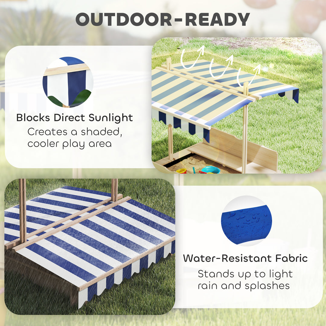 Kids Square Wooden Sandpit, Children Sandbox Outdoor Playset