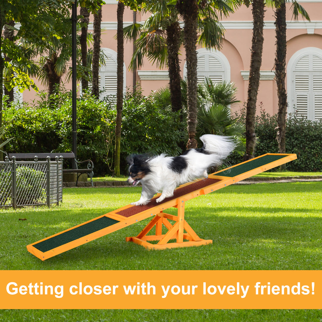 PawHut 1.8m Wooden Pet Seesaw Dog Agility Equipment Activity Sport Dog Training Agility Obedience Equipment Toy Weather Resistant | Aosom UK