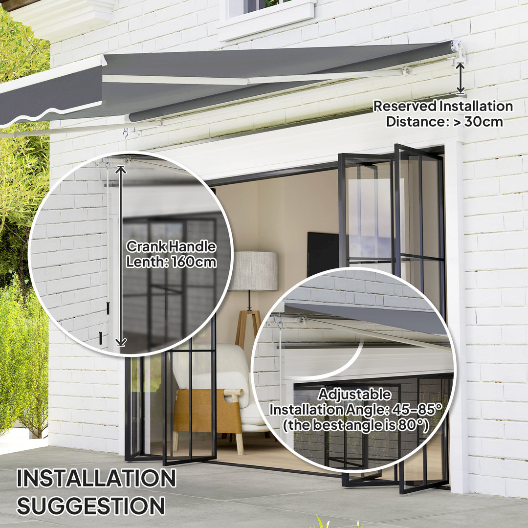 2 x 2.5m Manual Retractable Awning - Dark Grey