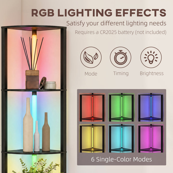 RGB LED Floor Lamp with Shelves, 4-Tier Dimmable Standing Lamp with - view 4