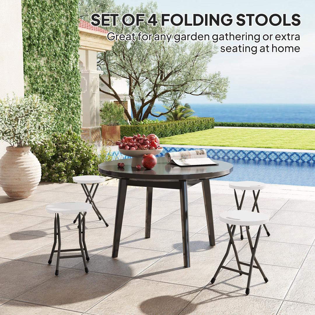 Set of Four Folding Carry Stools - White