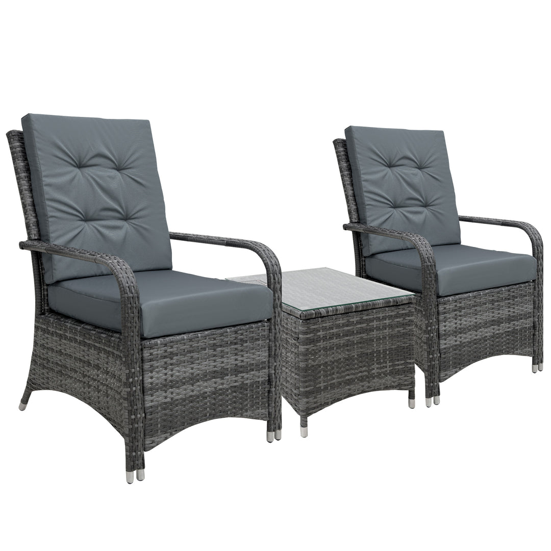 2-Seater Rattan Table Chair Bistro Garden Furniture Set Wicker Table Outdoor Patio
